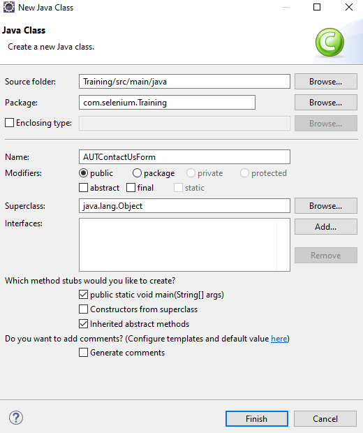 selenium-new-java-class