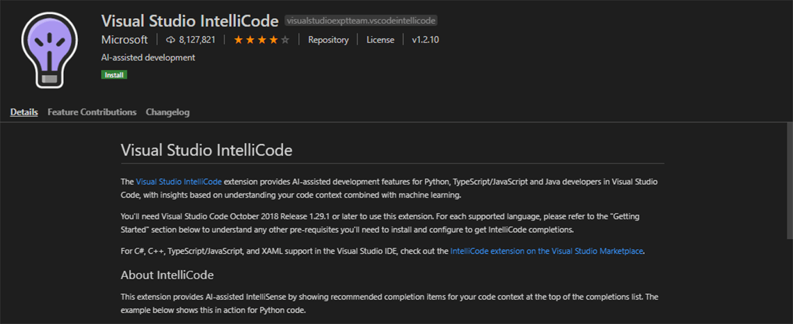 Visual Studio Intellicode